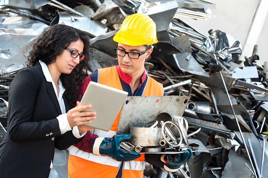Industrial sourcing professionals coordinating materials